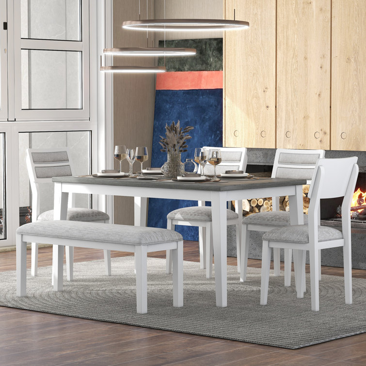 White 6 person online dining table